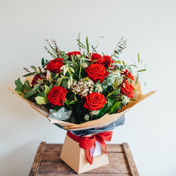 Hand Tied Bouquet of Red Roses