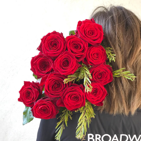 Hand Tied Bouquet of Red Roses - Image 3