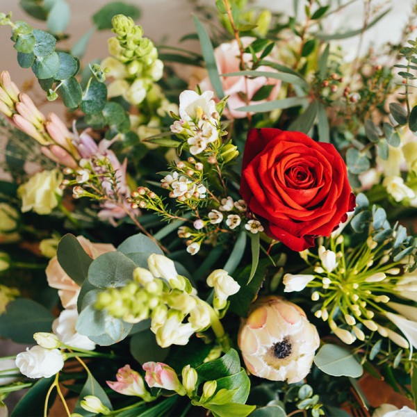 Valentine's Hand Tied Bouquet (including 1 Red Rose) - Image 2