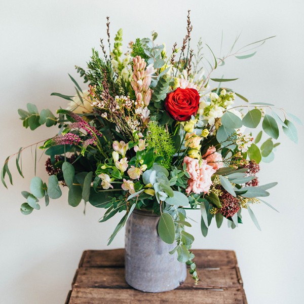 Valentine's Vase Arrangement (including 1 Red Rose)
