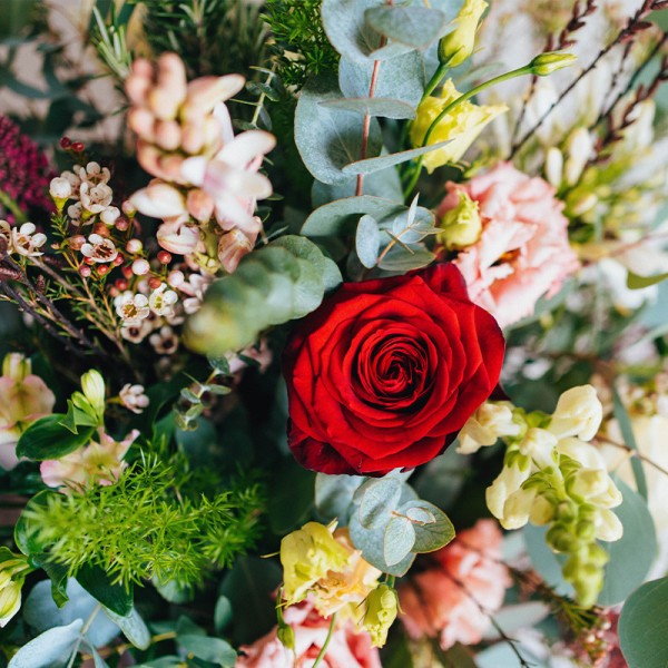 Valentine's Vase Arrangement (including 1 Red Rose) - Image 2