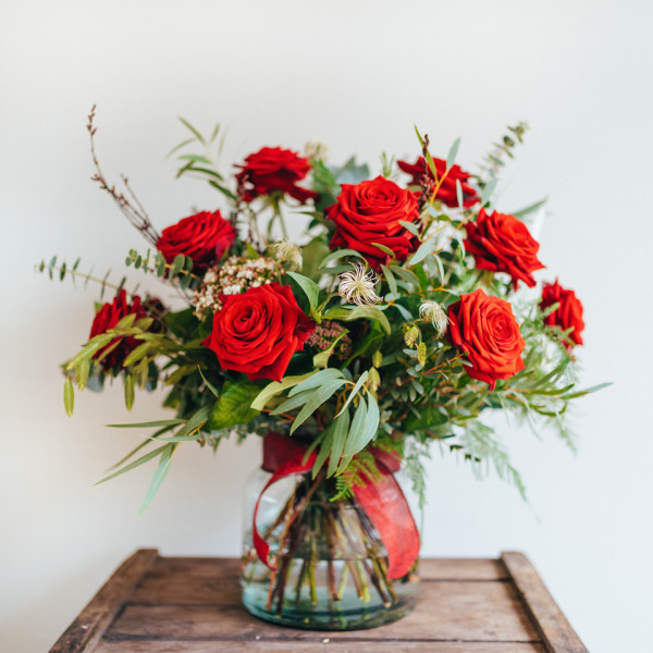 Vase Arrangement of Red Roses - Image 2