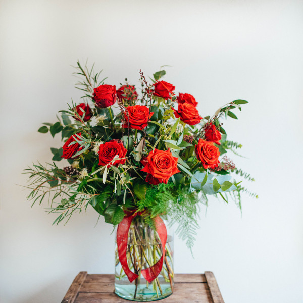 Vase Arrangement of Red Roses