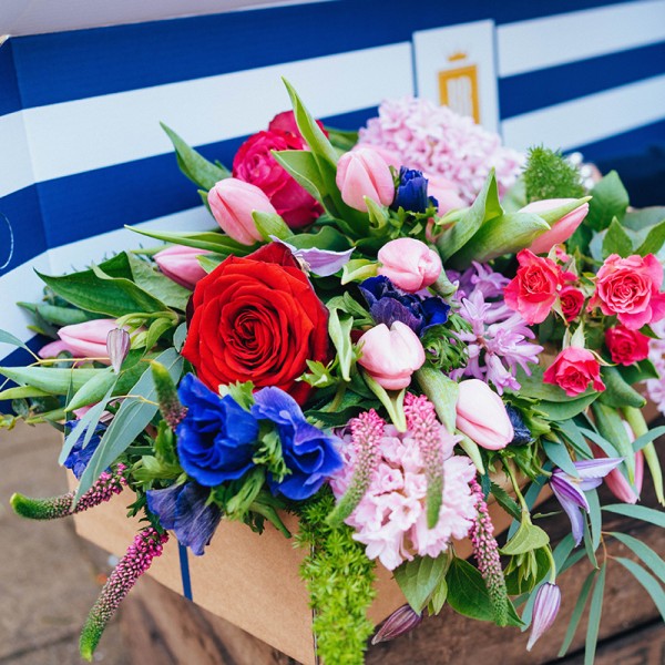 Valentine's Blooms in a Box (inc. 1 Red Rose)